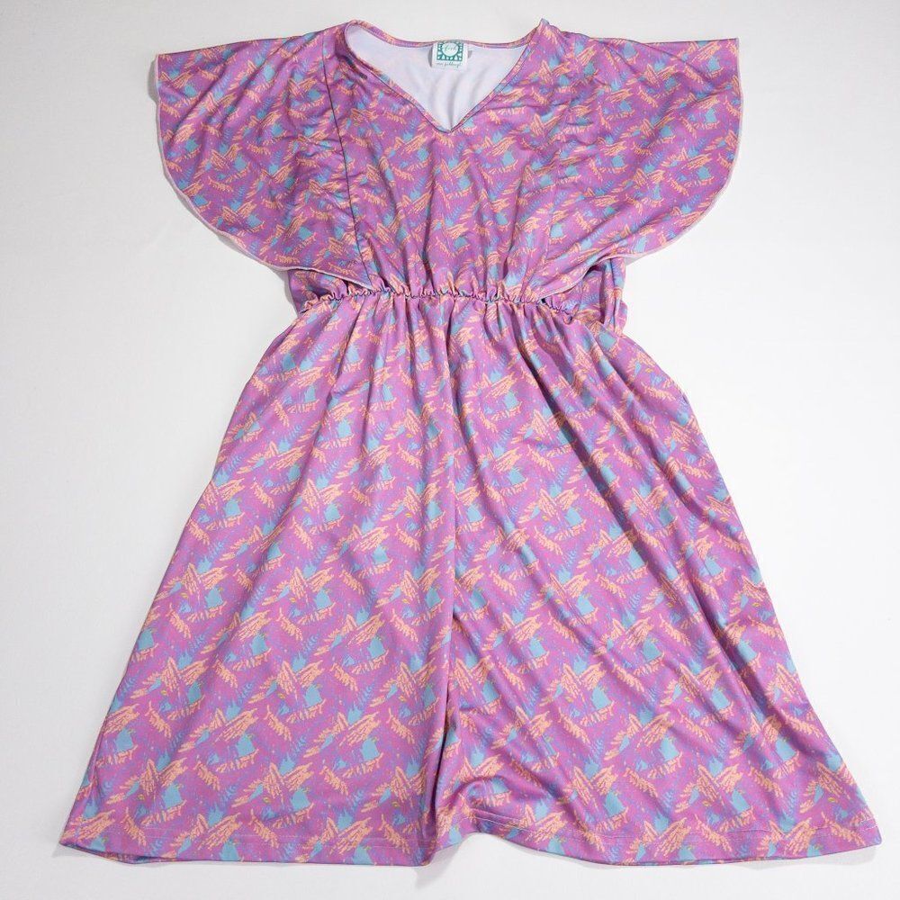 VFish Vera Fishbaugh Dress Womens Medium Pink Butterfly Sleeves Knee Length